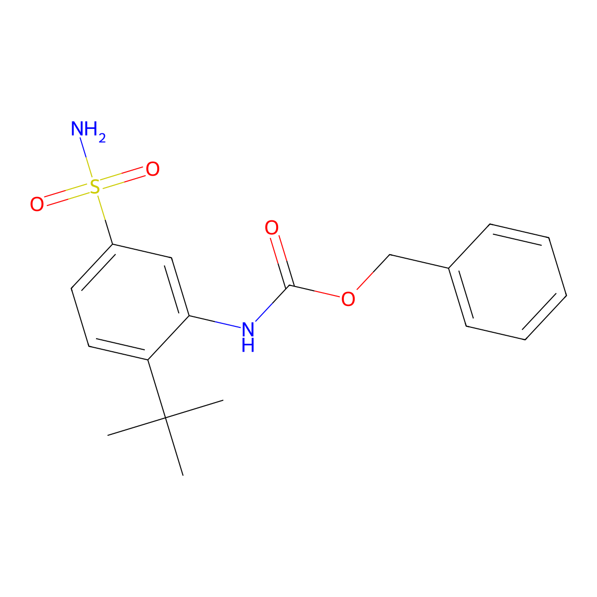 benzyl N-(2-tert-butyl-5-sulfamoylphenyl)carbamate molecular structure, CAS 2680727-61-9