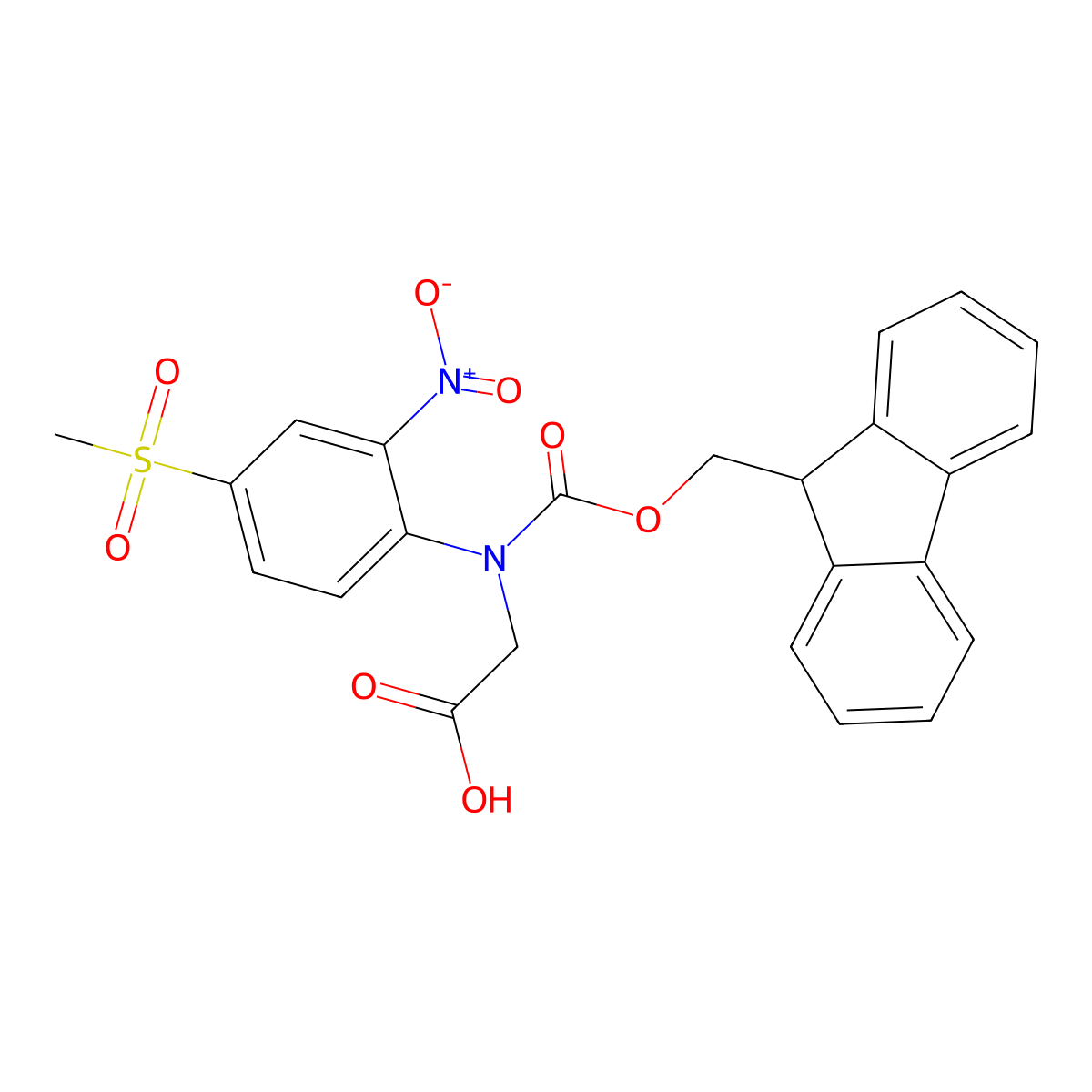 2-({[(9H-fluoren-9-yl)methoxy]carbonyl}(4-methanesulfonyl-2-nitrophenyl)amino)acetic acid molecular structure, CAS 2680727-63-1