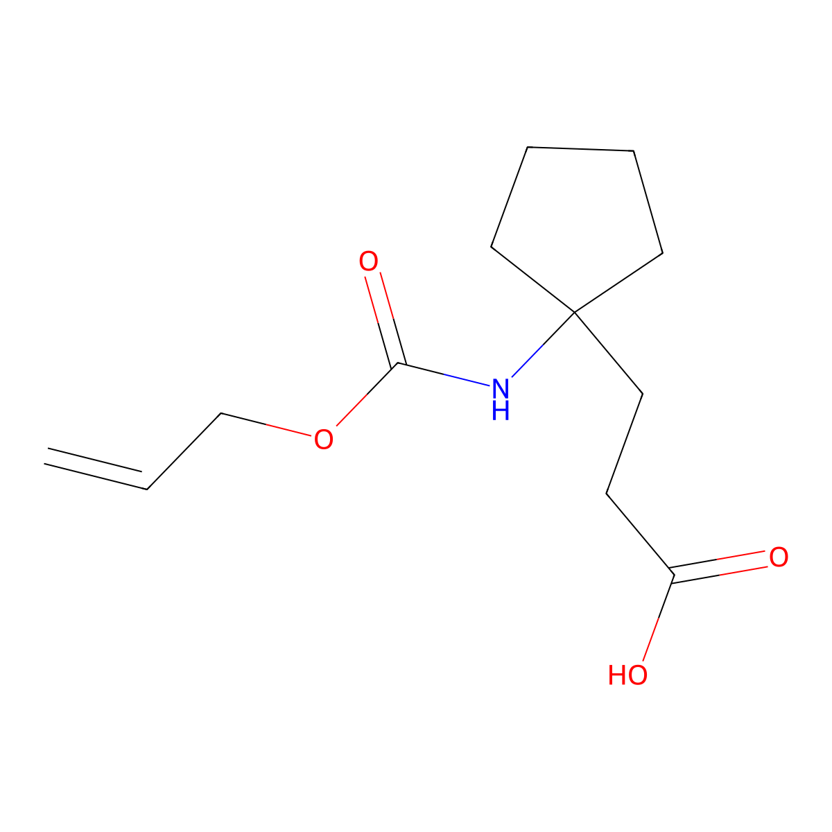 3-(1-{[(Prop-2-en-1-yloxy)carbonyl]amino}cyclopentyl)propanoic acid molecular structure, CAS 2680727-64-2