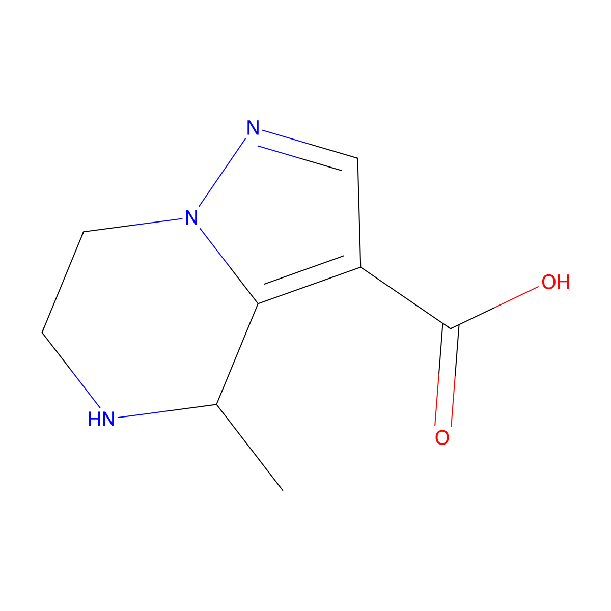 4-methyl-4H,5H,6H,7H-pyrazolo[1,5-a]pyrazine-3-carboxylic acid molecular structure, CAS 2680727-69-7