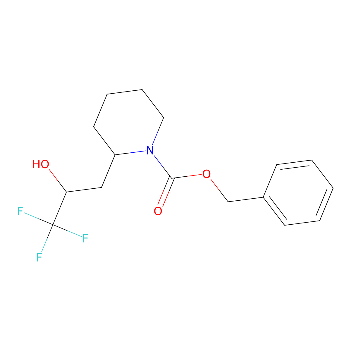 Benzyl 2-(3,3,3-trifluoro-2-hydroxypropyl)piperidine-1-carboxylate molecular structure, CAS 2680727-71-1