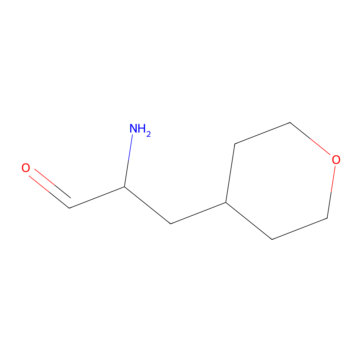 2-Amino-3-(oxan-4-yl)propanal molecular structure, CAS 2680727-72-2
