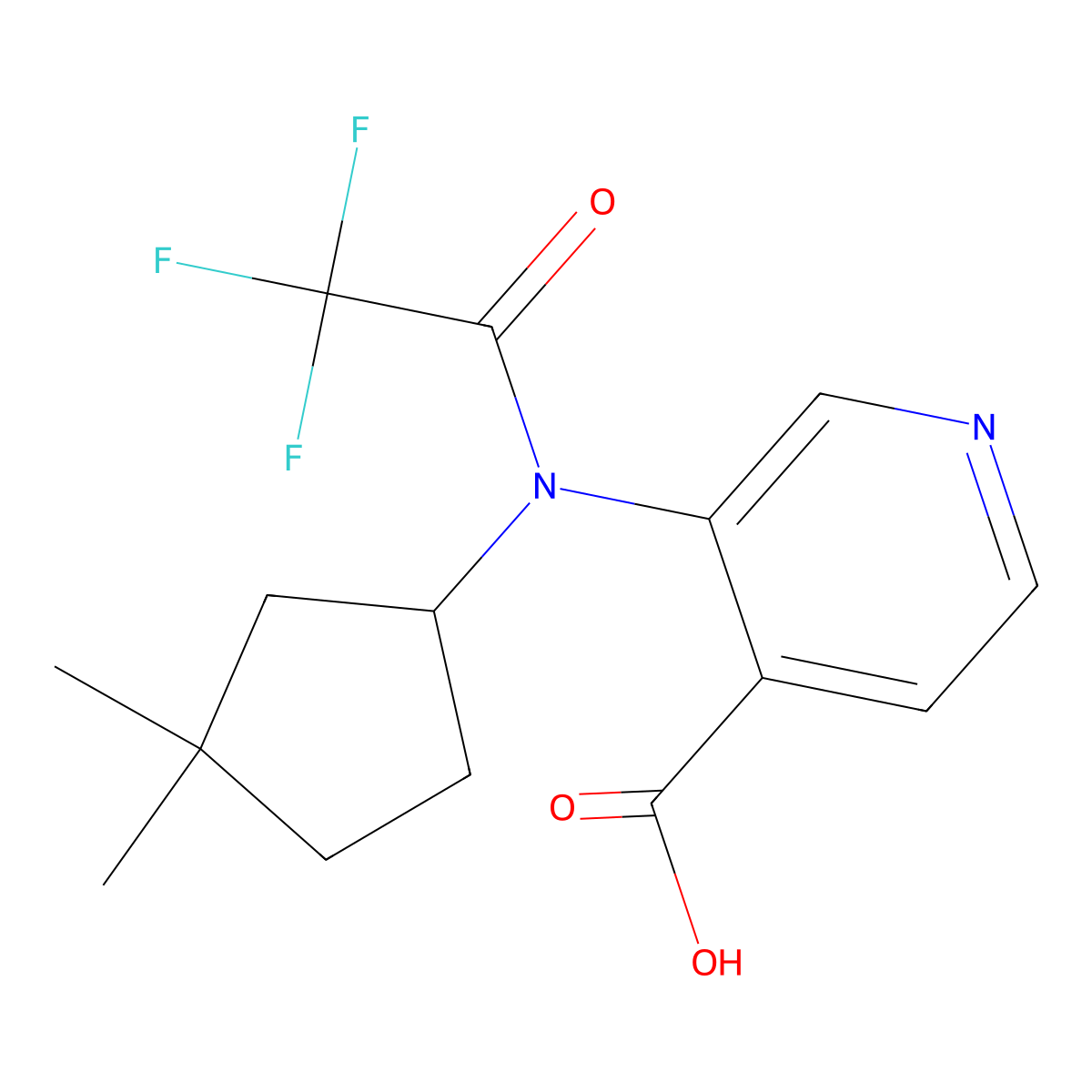 3-[N-(3,3-dimethylcyclopentyl)-2,2,2-trifluoroacetamido]pyridine-4-carboxylic acid molecular structure, CAS 2680727-77-7