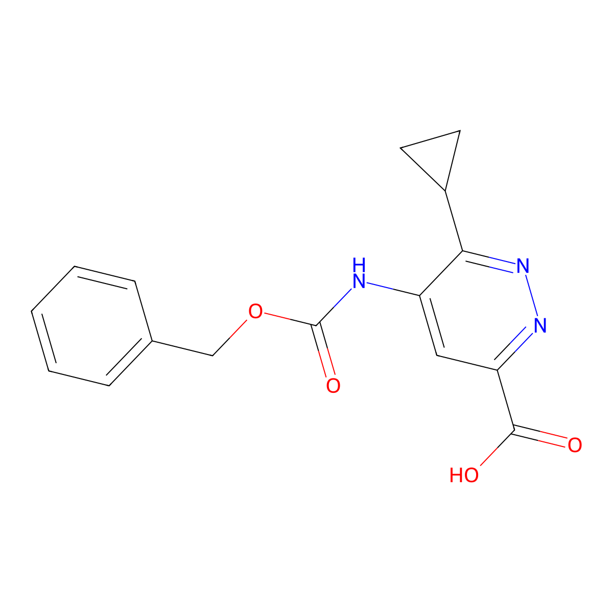 5-{[(Benzyloxy)carbonyl]amino}-6-cyclopropylpyridazine-3-carboxylic acid molecular structure, CAS 2680727-79-9