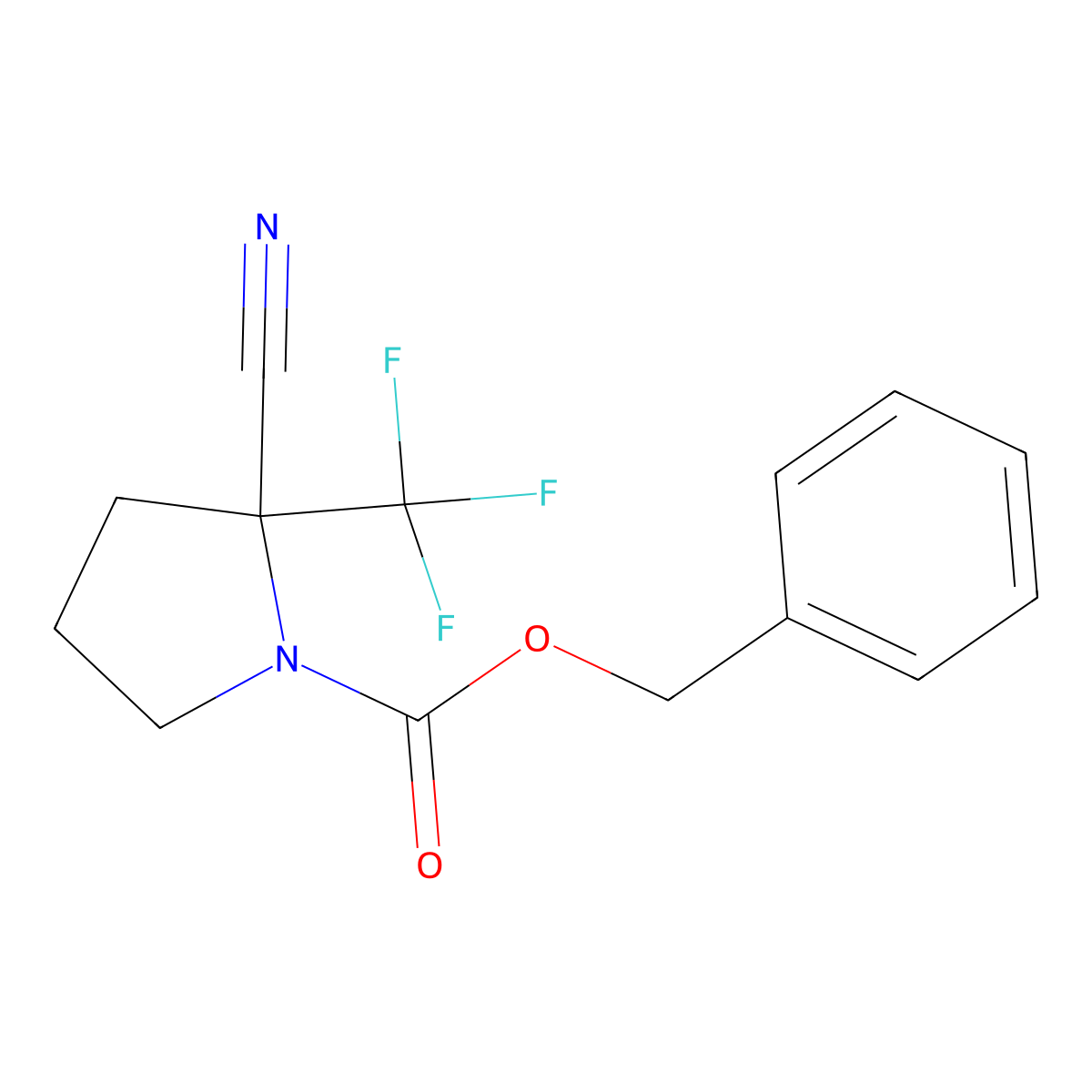 Benzyl 2-cyano-2-(trifluoromethyl)pyrrolidine-1-carboxylate molecular structure, CAS 2680727-80-2