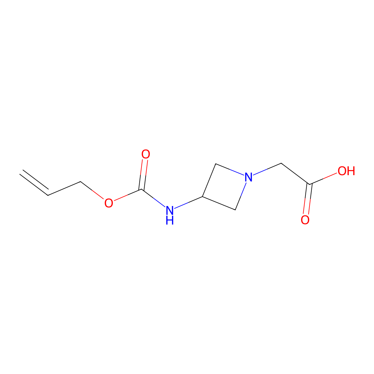 2-(3-{[(Prop-2-en-1-yloxy)carbonyl]amino}azetidin-1-yl)acetic acid molecular structure, CAS 2680727-90-4