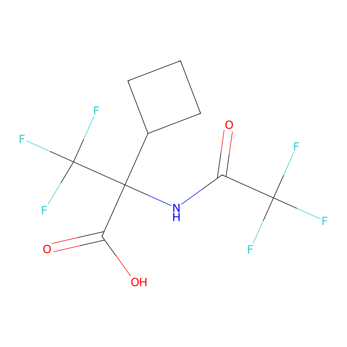 2-Cyclobutyl-3,3,3-trifluoro-2-(2,2,2-trifluoroacetamido)propanoic acid molecular structure, CAS 2680727-92-6