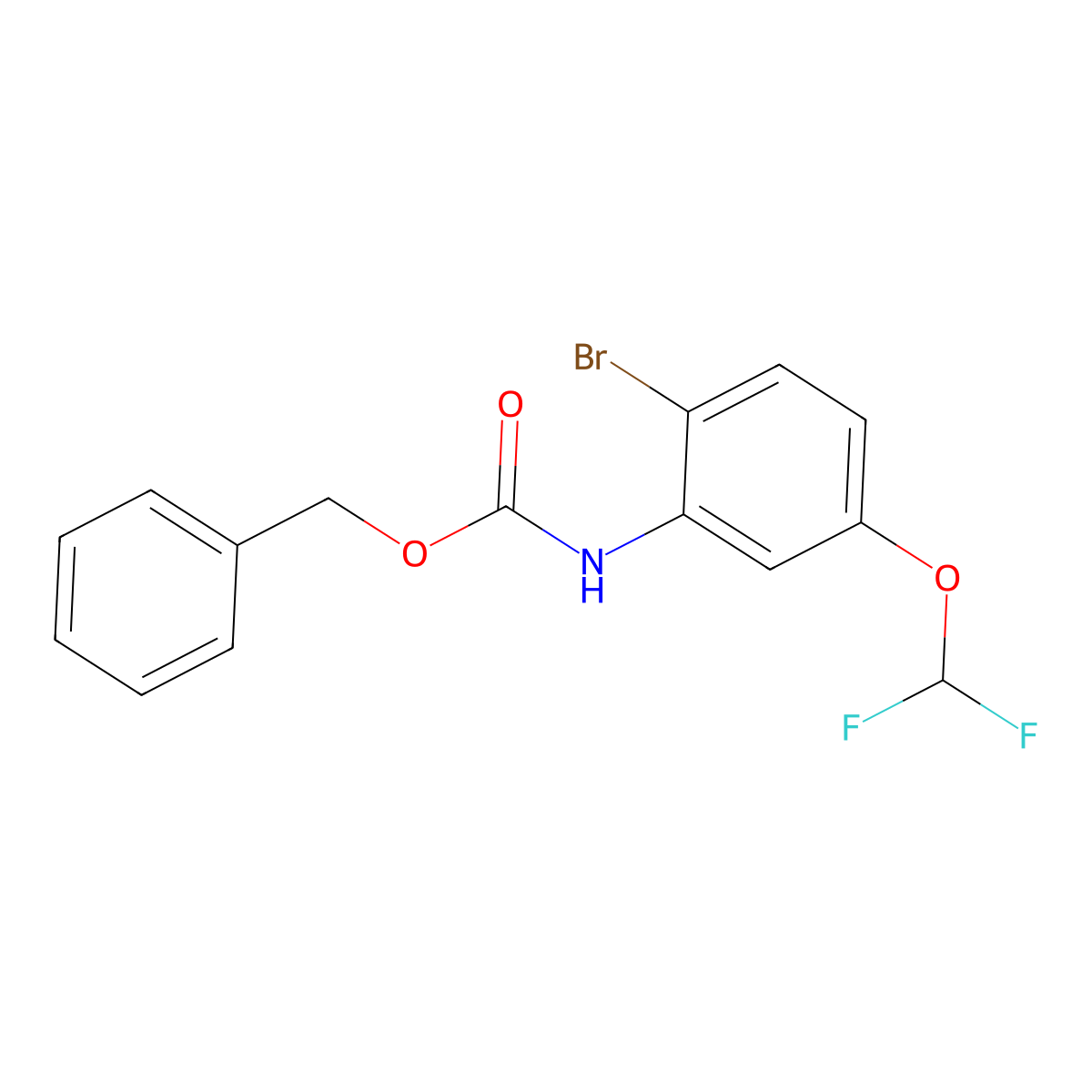 benzyl N-[2-bromo-5-(difluoromethoxy)phenyl]carbamate molecular structure, CAS 2680727-99-3