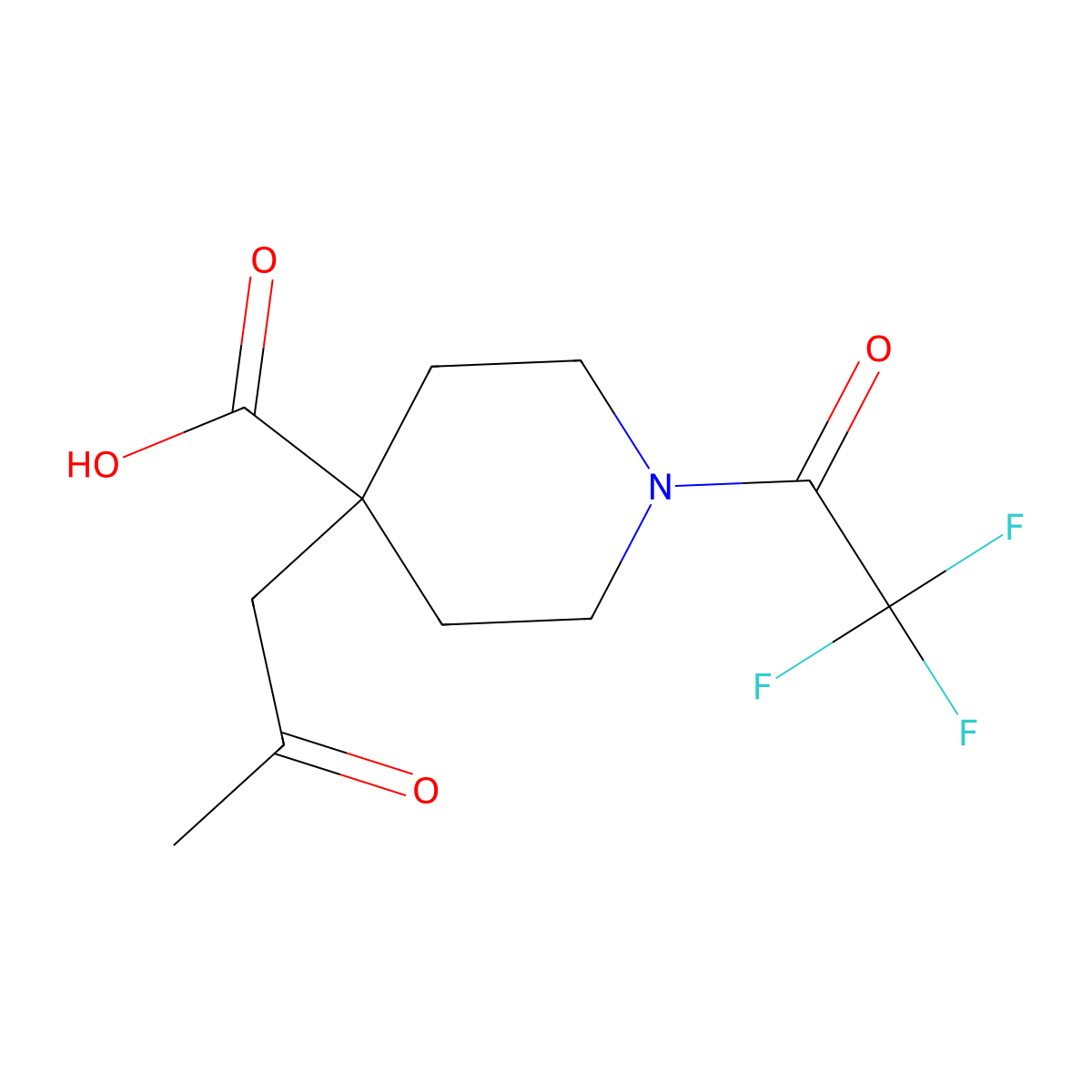 4-(2-Oxopropyl)-1-(2,2,2-trifluoroacetyl)piperidine-4-carboxylic acid molecular structure, CAS 2680728-04-3