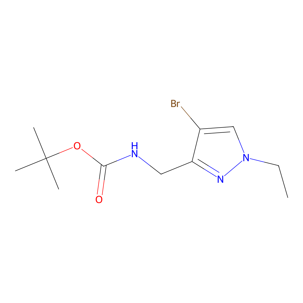 tert-butyl N-[(4-bromo-1-ethyl-1H-pyrazol-3-yl)methyl]carbamate molecular structure, CAS 2680728-09-8