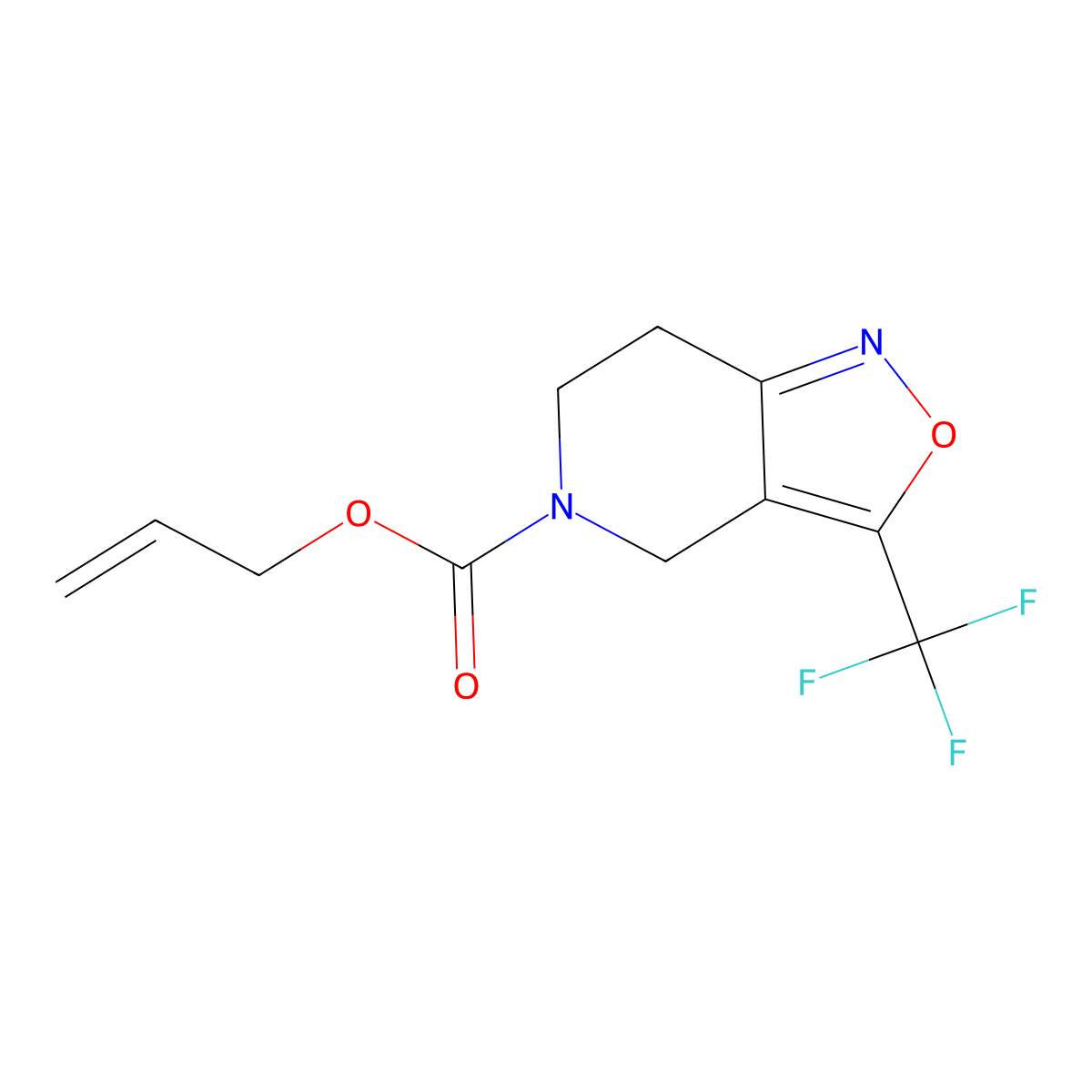 prop-2-en-1-yl 3-(trifluoromethyl)-4H,5H,6H,7H-[1,2]oxazolo[4,3-c]pyridine-5-carboxylate molecular structure, CAS 2680728-18-9
