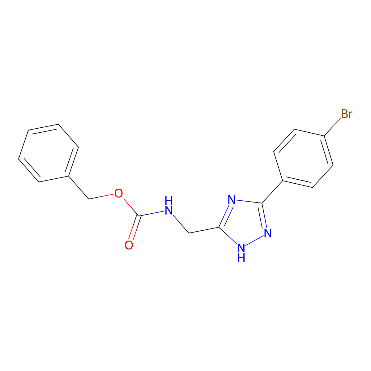 benzyl N-{[3-(4-bromophenyl)-1H-1,2,4-triazol-5-yl]methyl}carbamate molecular structure, CAS 2680728-21-4