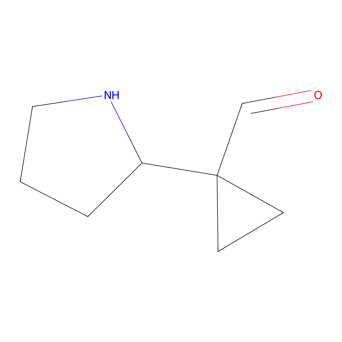 1-(Pyrrolidin-2-yl)cyclopropane-1-carbaldehyde molecular structure, CAS 2680728-25-8