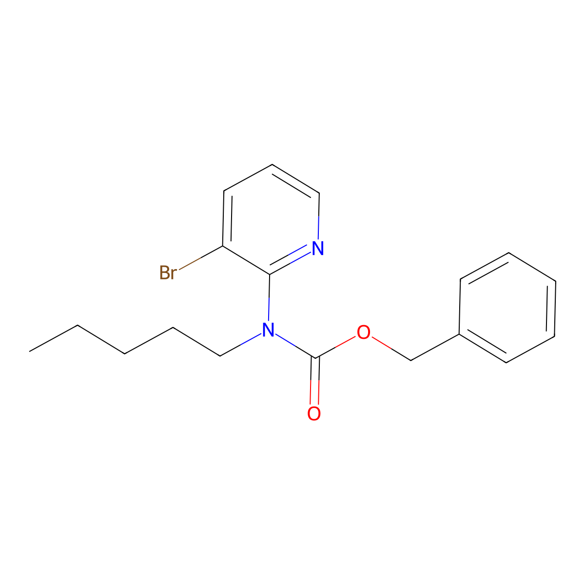 benzyl N-(3-bromopyridin-2-yl)-N-pentylcarbamate molecular structure, CAS 2680728-28-1