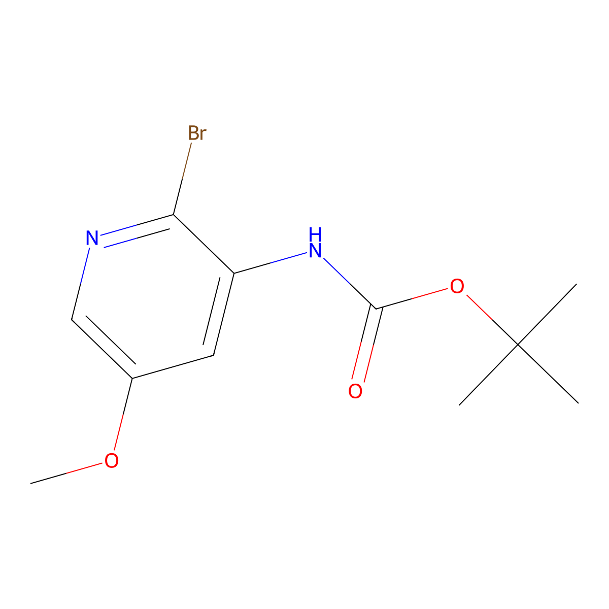 tert-butyl N-(2-bromo-5-methoxypyridin-3-yl)carbamate molecular structure, CAS 2680728-31-6