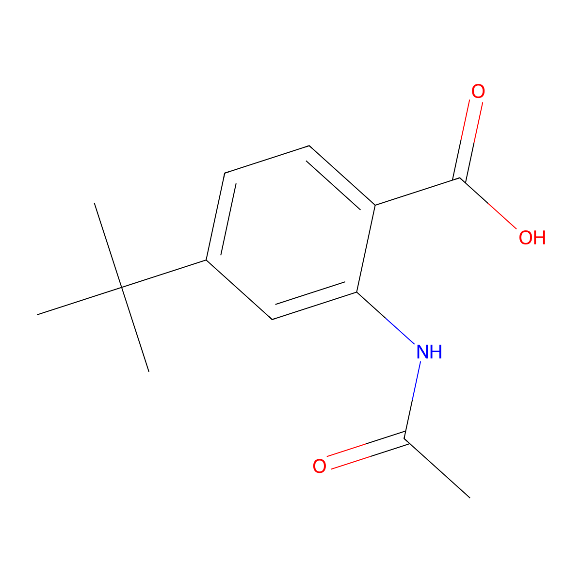 4-Tert-butyl-2-acetamidobenzoic acid molecular structure, CAS 2680728-32-7