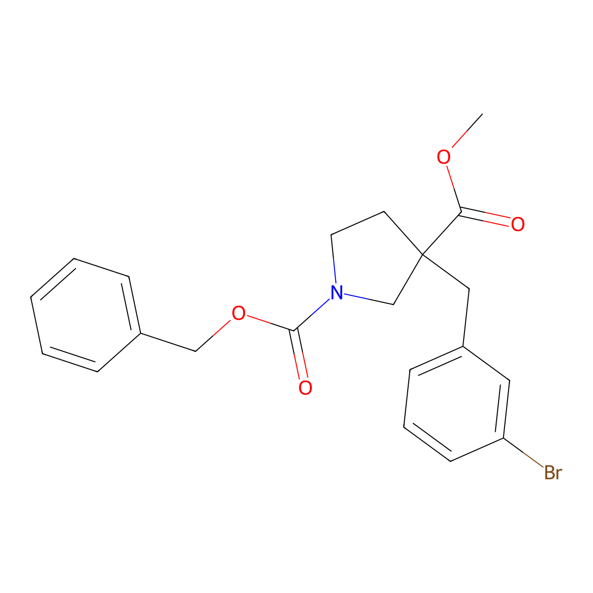 1-Benzyl 3-methyl 3-[(3-bromophenyl)methyl]pyrrolidine-1,3-dicarboxylate molecular structure, CAS 2680728-35-0