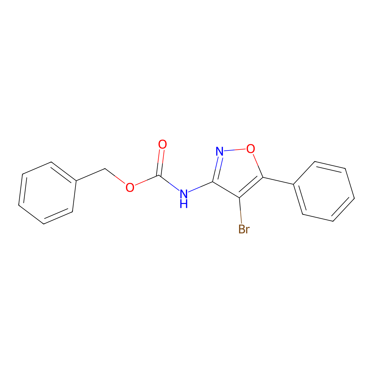 benzyl N-(4-bromo-5-phenyl-1,2-oxazol-3-yl)carbamate molecular structure, CAS 2680728-39-4