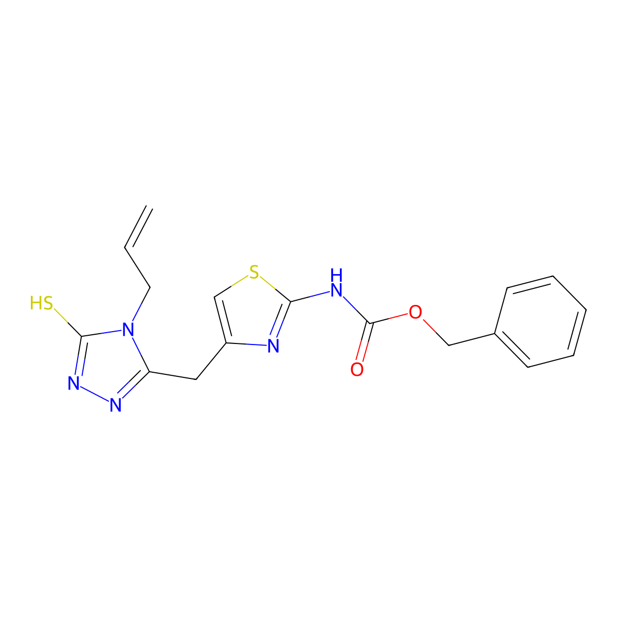 benzyl N-(4-{[4-(prop-2-en-1-yl)-5-sulfanyl-4H-1,2,4-triazol-3-yl]methyl}-1,3-thiazol-2-yl)carbamate molecular structure, CAS 2680728-51-0