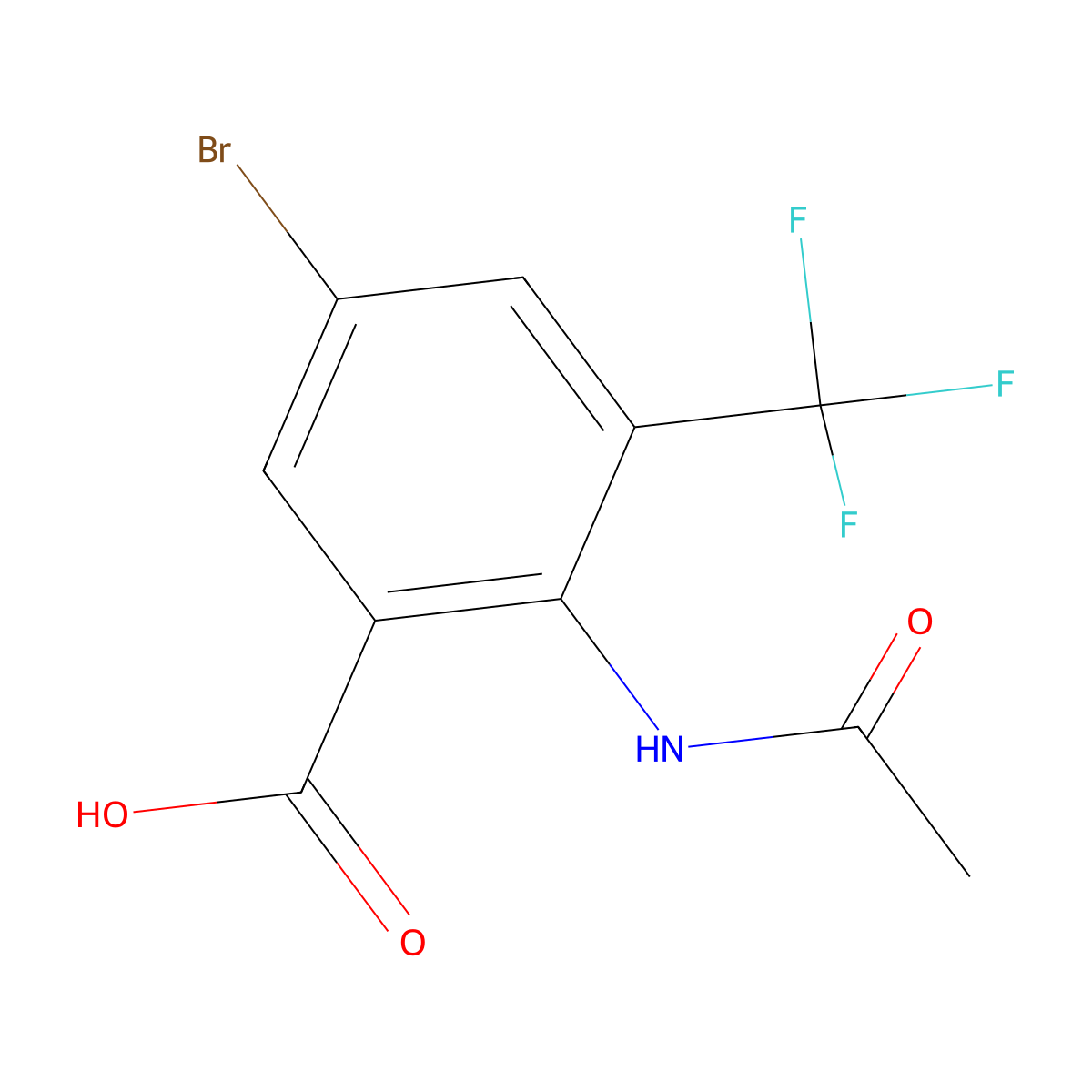 5-Bromo-2-acetamido-3-(trifluoromethyl)benzoic acid molecular structure, CAS 2680728-55-4