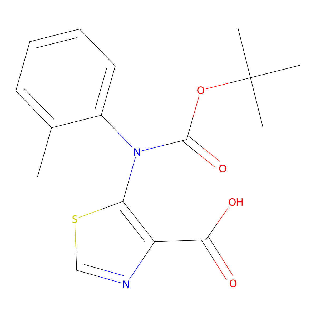 5-{[(Tert-butoxy)carbonyl](2-methylphenyl)amino}-1,3-thiazole-4-carboxylic acid molecular structure, CAS 2680728-60-1