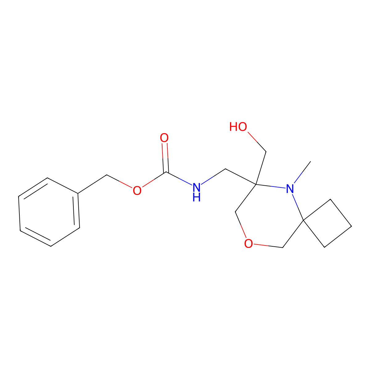 benzyl N-{[6-(hydroxymethyl)-5-methyl-8-oxa-5-azaspiro[3.5]nonan-6-yl]methyl}carbamate molecular structure, CAS 2680728-68-9