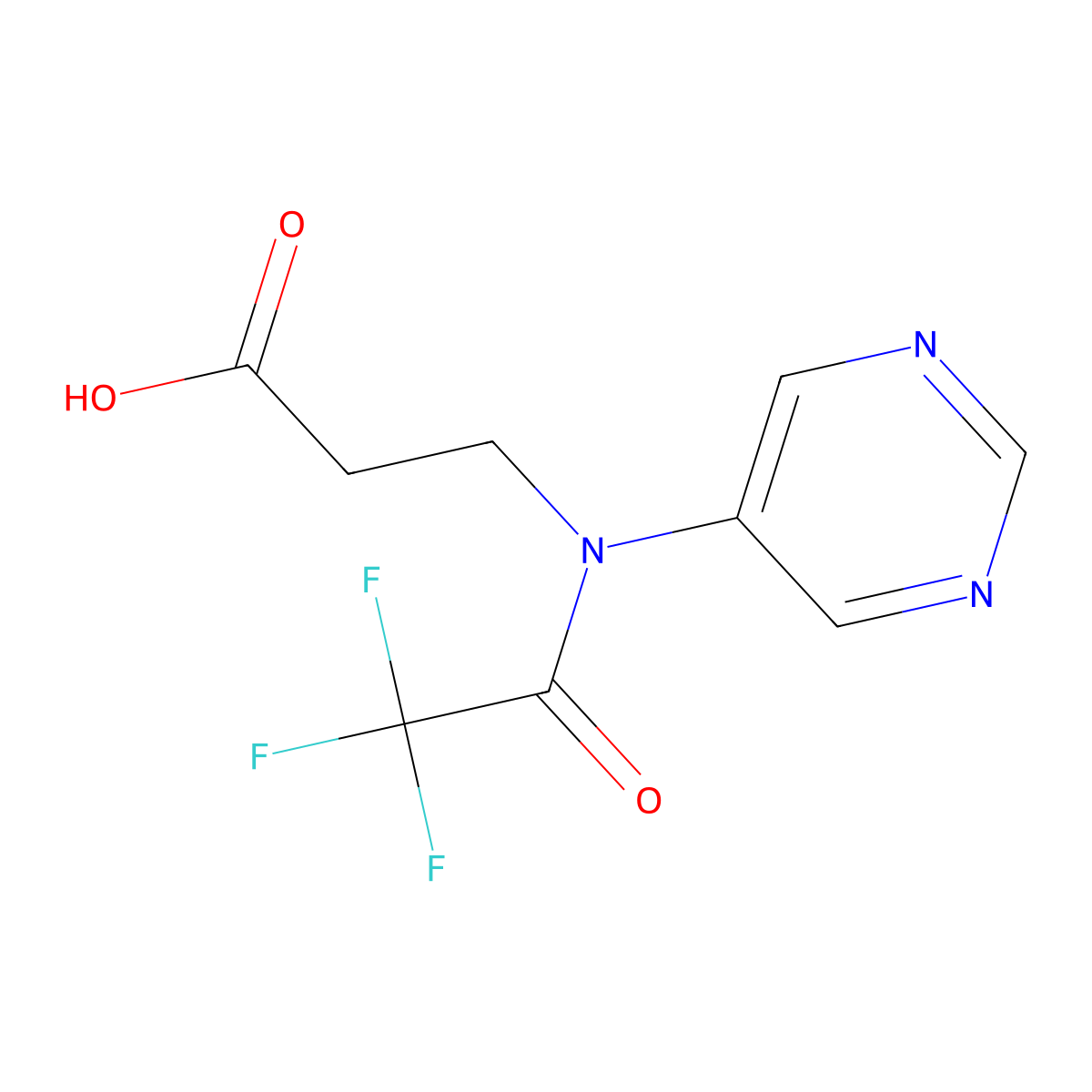3-[2,2,2-trifluoro-N-(pyrimidin-5-yl)acetamido]propanoic acid molecular structure, CAS 2680728-72-5