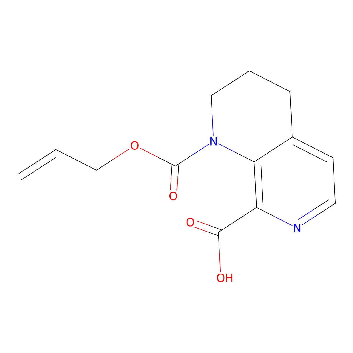1-[(Prop-2-en-1-yloxy)carbonyl]-1,2,3,4-tetrahydro-1,7-naphthyridine-8-carboxylic acid molecular structure, CAS 2680728-73-6
