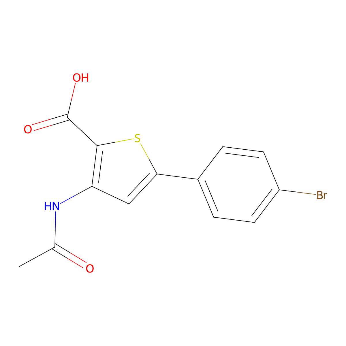 5-(4-Bromophenyl)-3-acetamidothiophene-2-carboxylic acid molecular structure, CAS 2680728-77-0