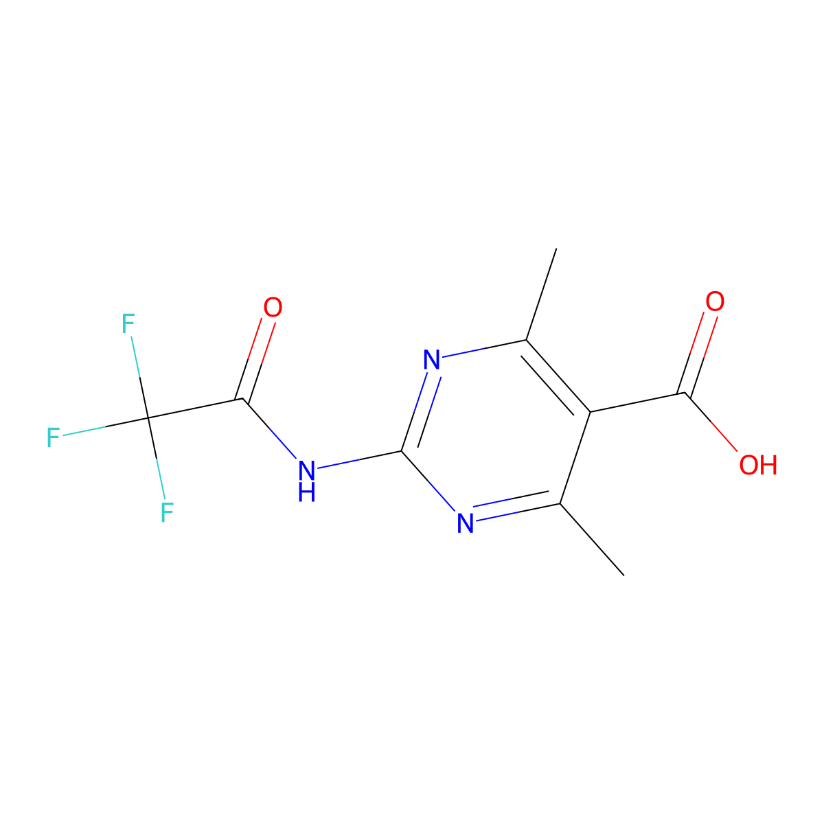 4,6-Dimethyl-2-(2,2,2-trifluoroacetamido)pyrimidine-5-carboxylic acid molecular structure, CAS 2680728-80-5