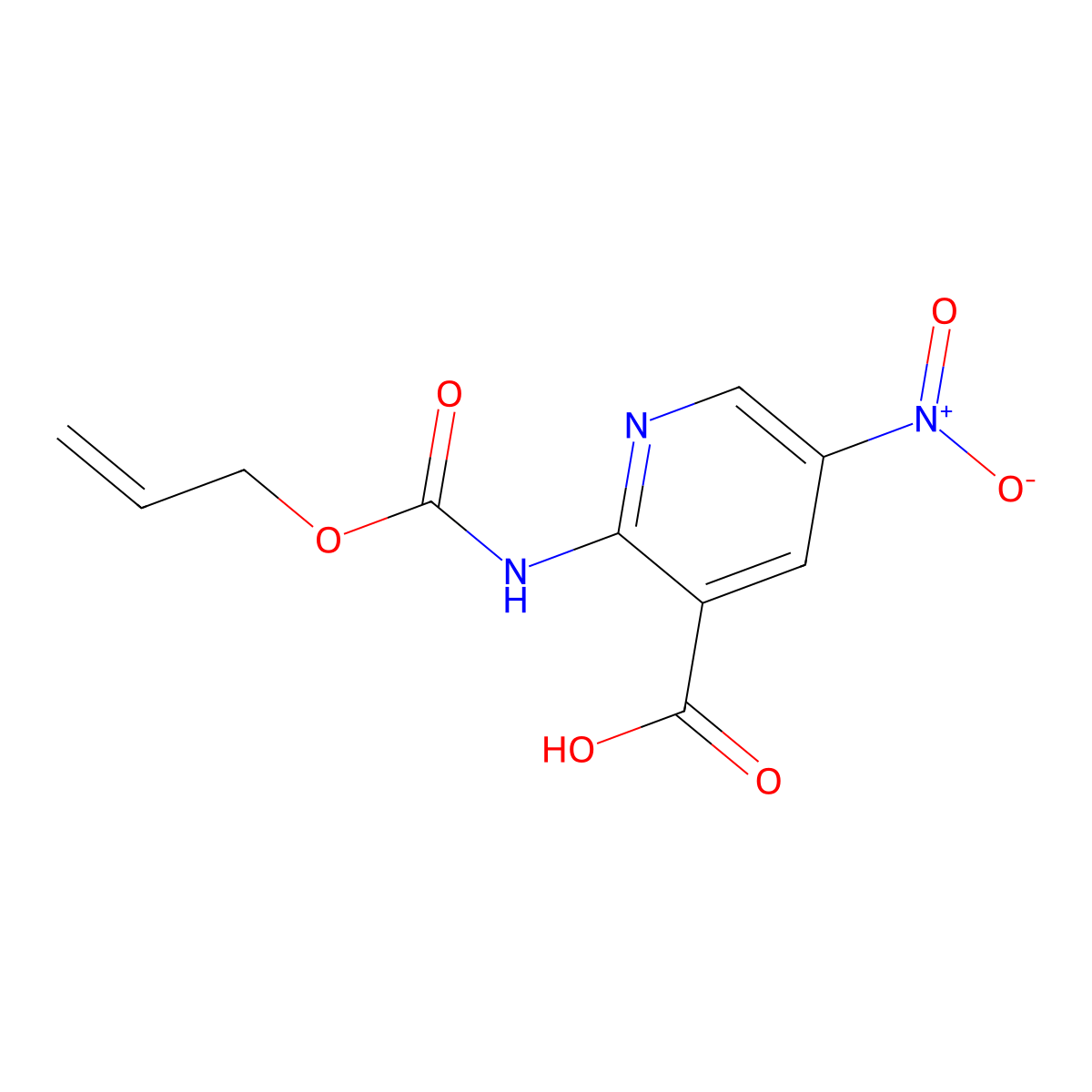 5-Nitro-2-{[(prop-2-en-1-yloxy)carbonyl]amino}pyridine-3-carboxylic acid molecular structure, CAS 2680728-82-7