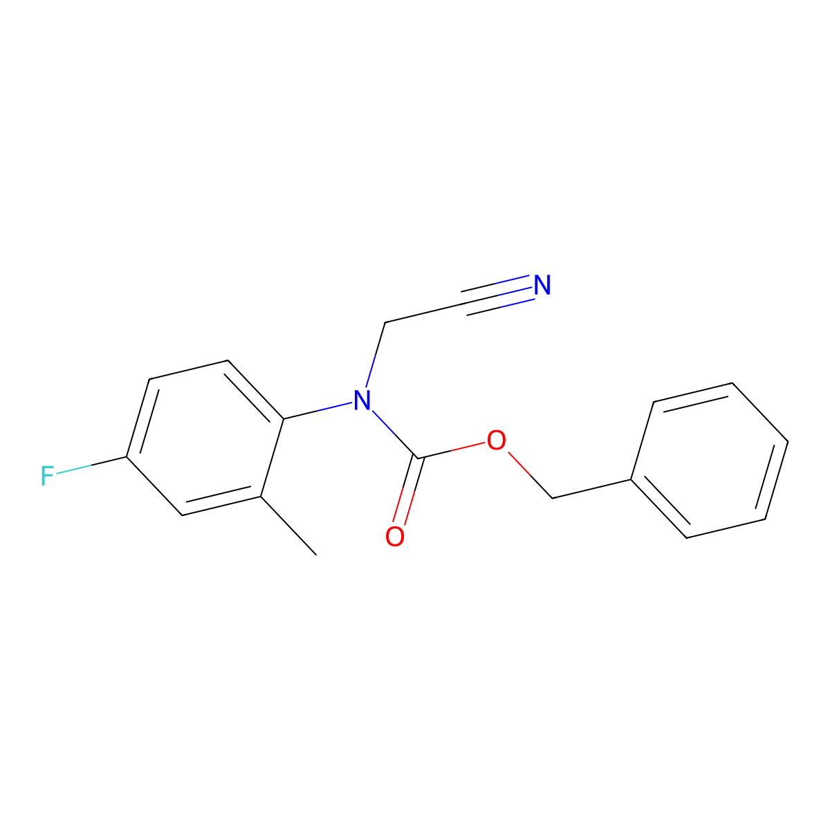 benzyl N-(cyanomethyl)-N-(4-fluoro-2-methylphenyl)carbamate molecular structure, CAS 2680728-89-4