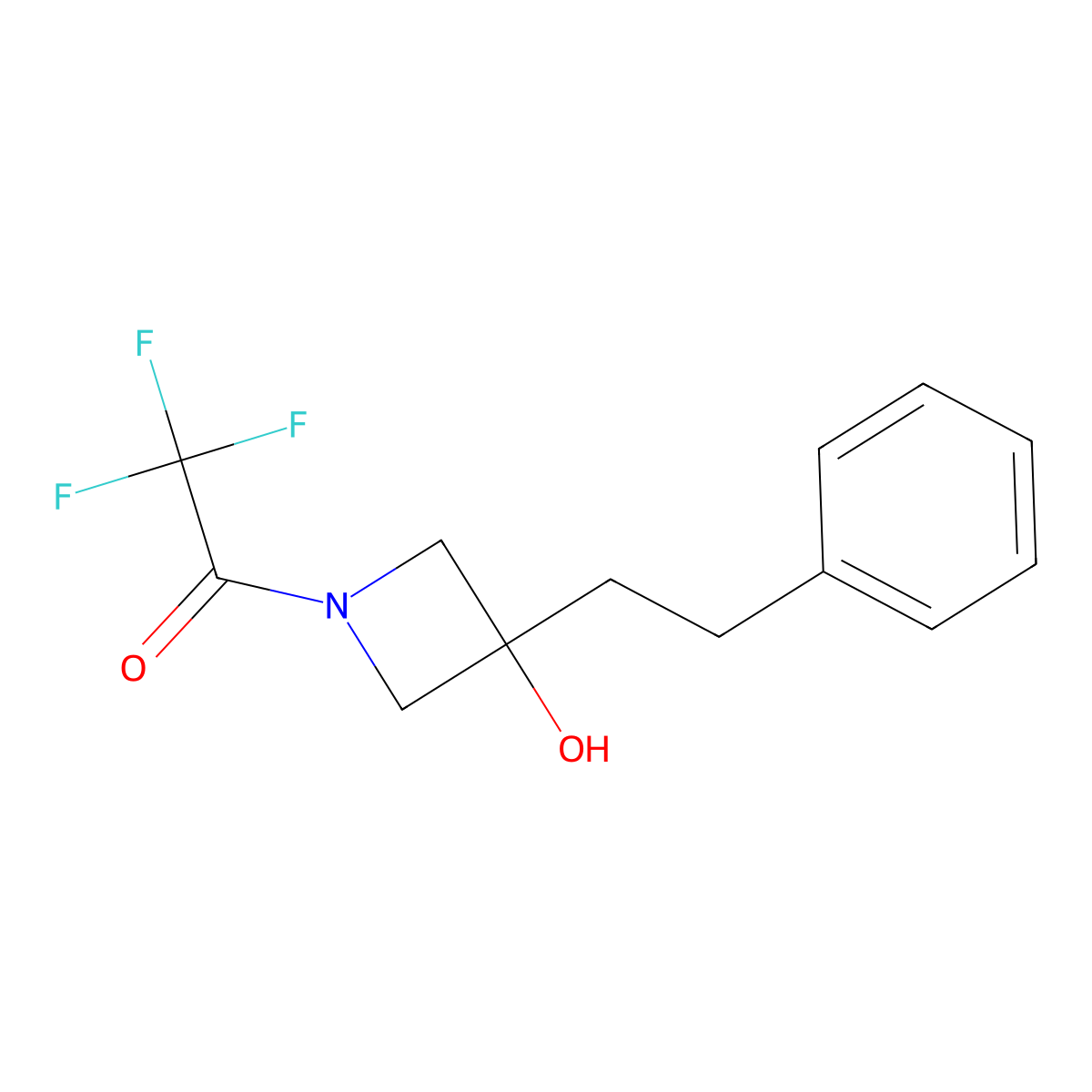 2,2,2-Trifluoro-1-[3-hydroxy-3-(2-phenylethyl)azetidin-1-yl]ethan-1-one molecular structure, CAS 2680728-90-7