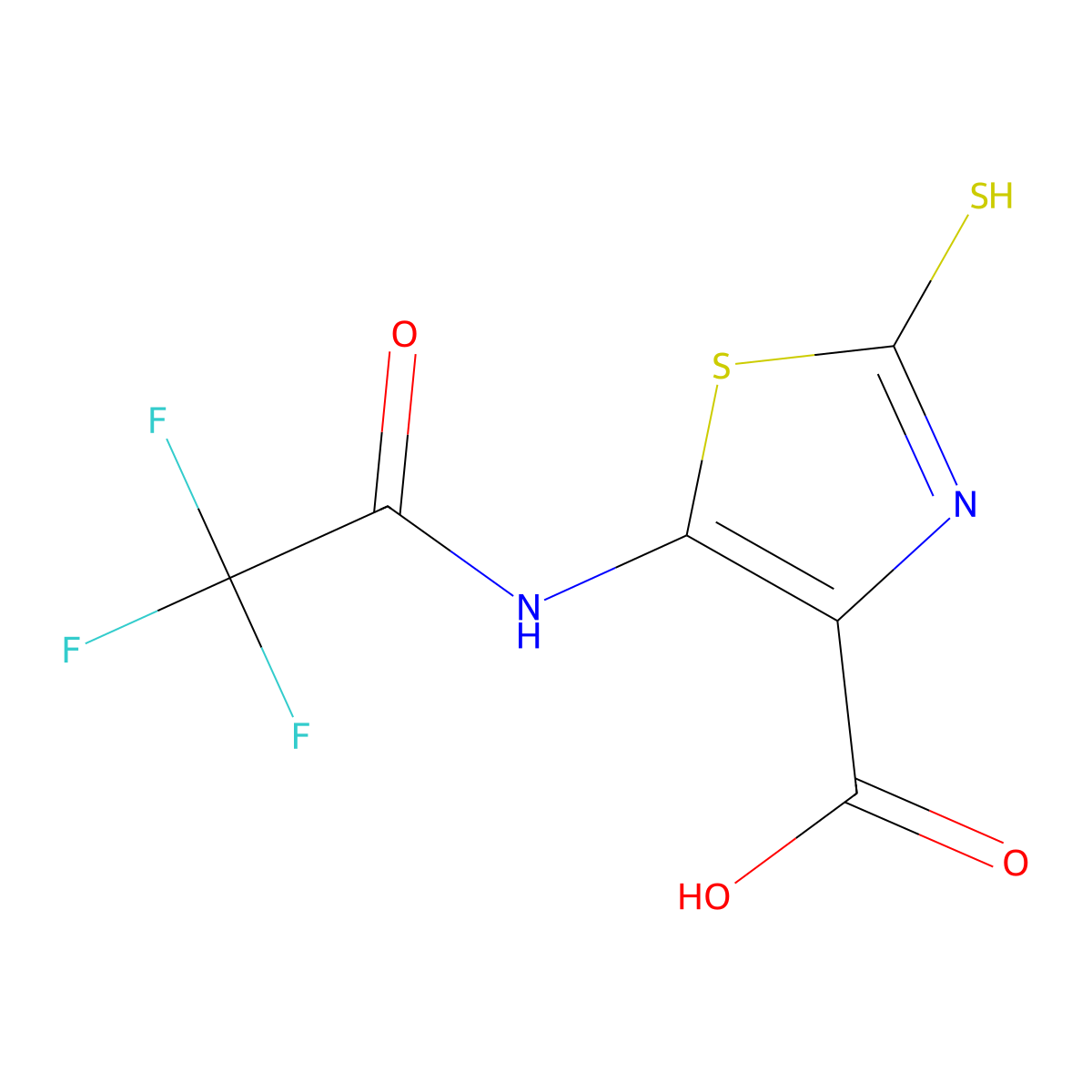 2-Sulfanyl-5-(2,2,2-trifluoroacetamido)-1,3-thiazole-4-carboxylic acid molecular structure, CAS 2680728-95-2