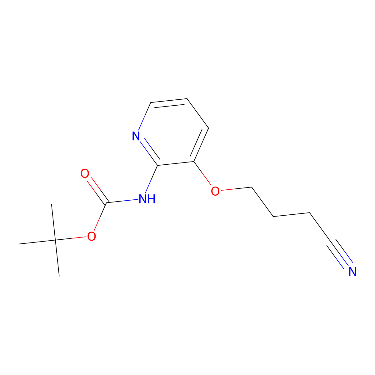 tert-butyl N-[3-(3-cyanopropoxy)pyridin-2-yl]carbamate molecular structure, CAS 2680728-97-4