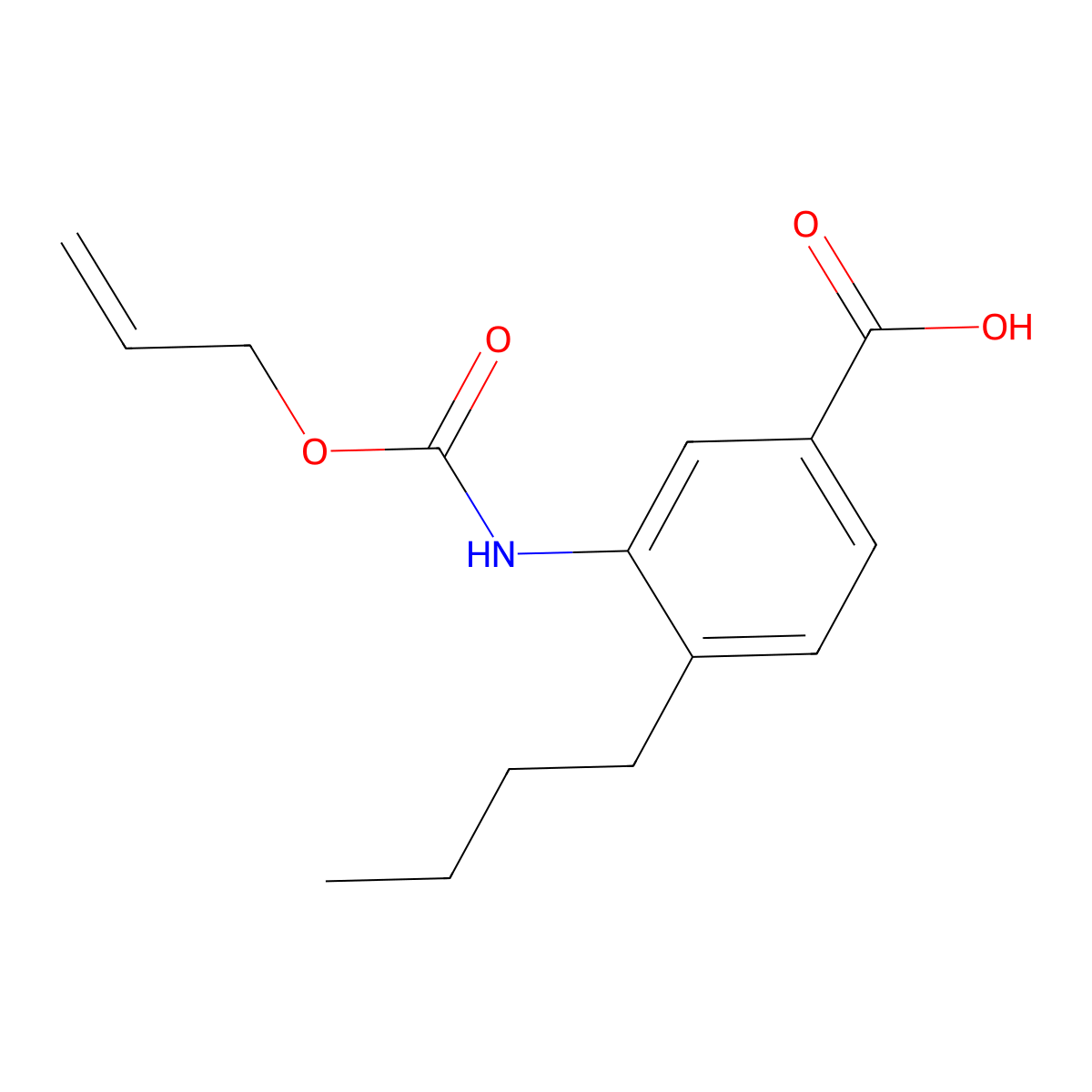 4-Butyl-3-{[(prop-2-en-1-yloxy)carbonyl]amino}benzoic acid molecular structure, CAS 2680729-00-2