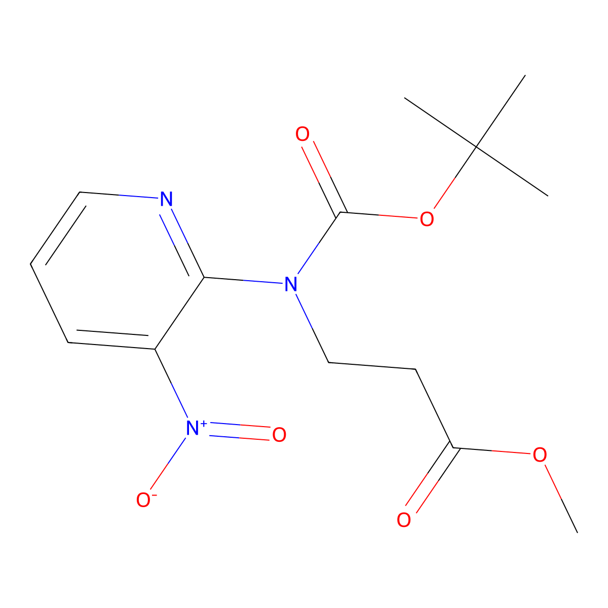 Methyl 3-{[(tert-butoxy)carbonyl](3-nitropyridin-2-yl)amino}propanoate molecular structure, CAS 2680729-05-7
