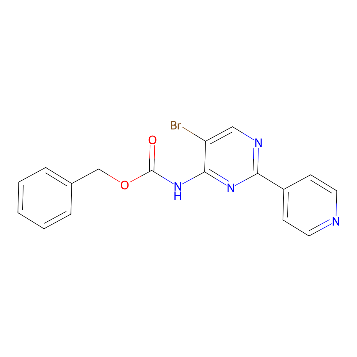 benzyl N-[5-bromo-2-(pyridin-4-yl)pyrimidin-4-yl]carbamate molecular structure, CAS 2680729-06-8