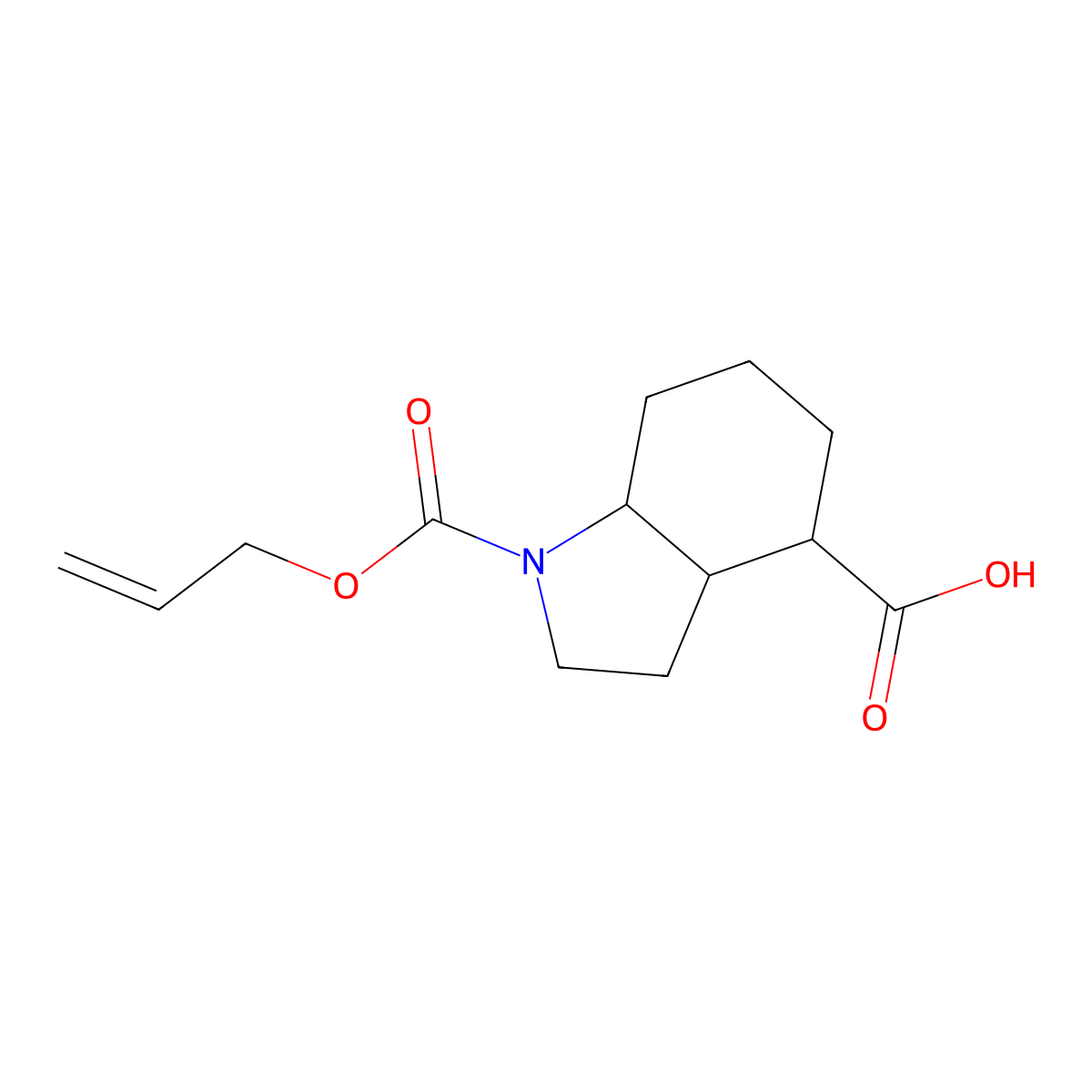 1-[(prop-2-en-1-yloxy)carbonyl]-octahydro-1H-indole-4-carboxylic acid molecular structure, CAS 2680729-13-7