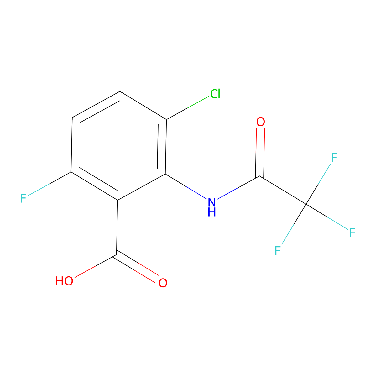 3-Chloro-6-fluoro-2-(2,2,2-trifluoroacetamido)benzoic acid molecular structure, CAS 2680729-17-1
