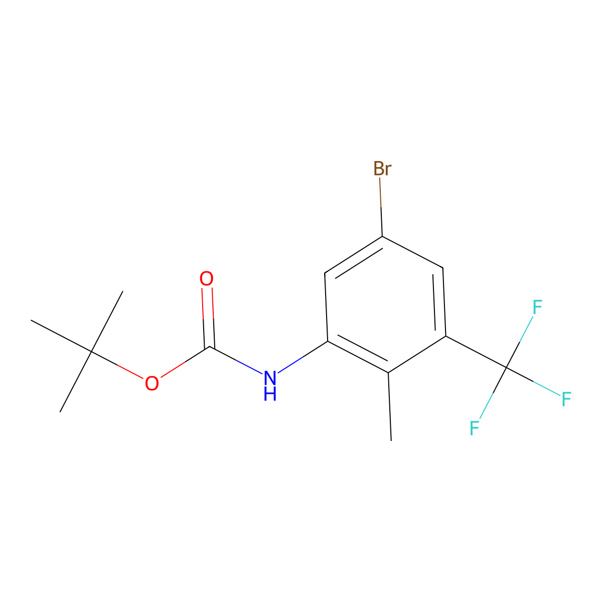 tert-butyl N-[5-bromo-2-methyl-3-(trifluoromethyl)phenyl]carbamate molecular structure, CAS 2680729-22-8