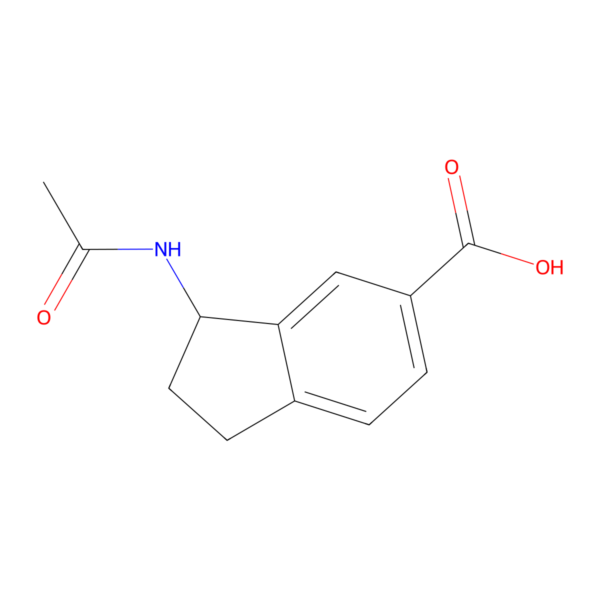 3-acetamido-2,3-dihydro-1H-indene-5-carboxylic acid molecular structure, CAS 2680729-24-0