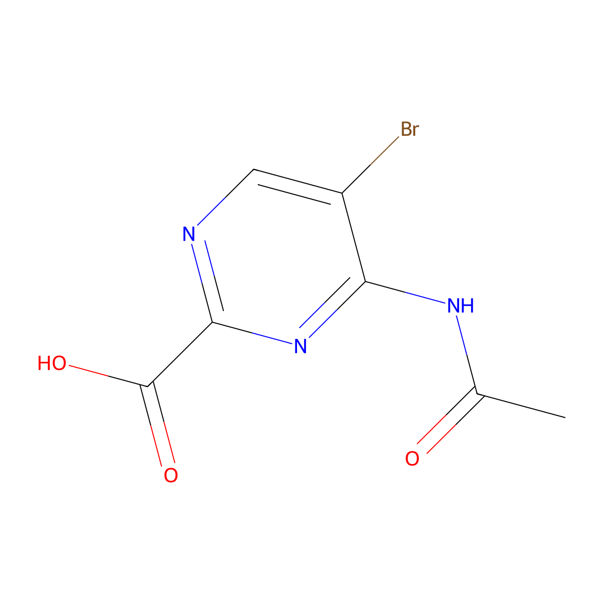 5-Bromo-4-acetamidopyrimidine-2-carboxylic acid molecular structure, CAS 2680729-25-1