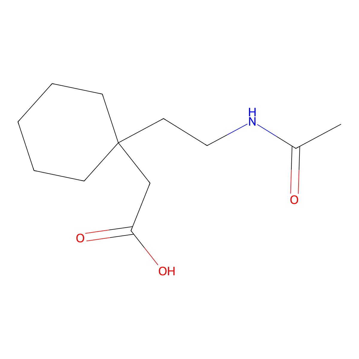 2-[1-(2-Acetamidoethyl)cyclohexyl]acetic acid molecular structure, CAS 2680729-27-3