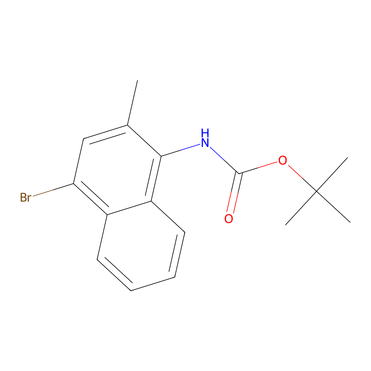 tert-butyl N-(4-bromo-2-methylnaphthalen-1-yl)carbamate molecular structure, CAS 2680729-30-8
