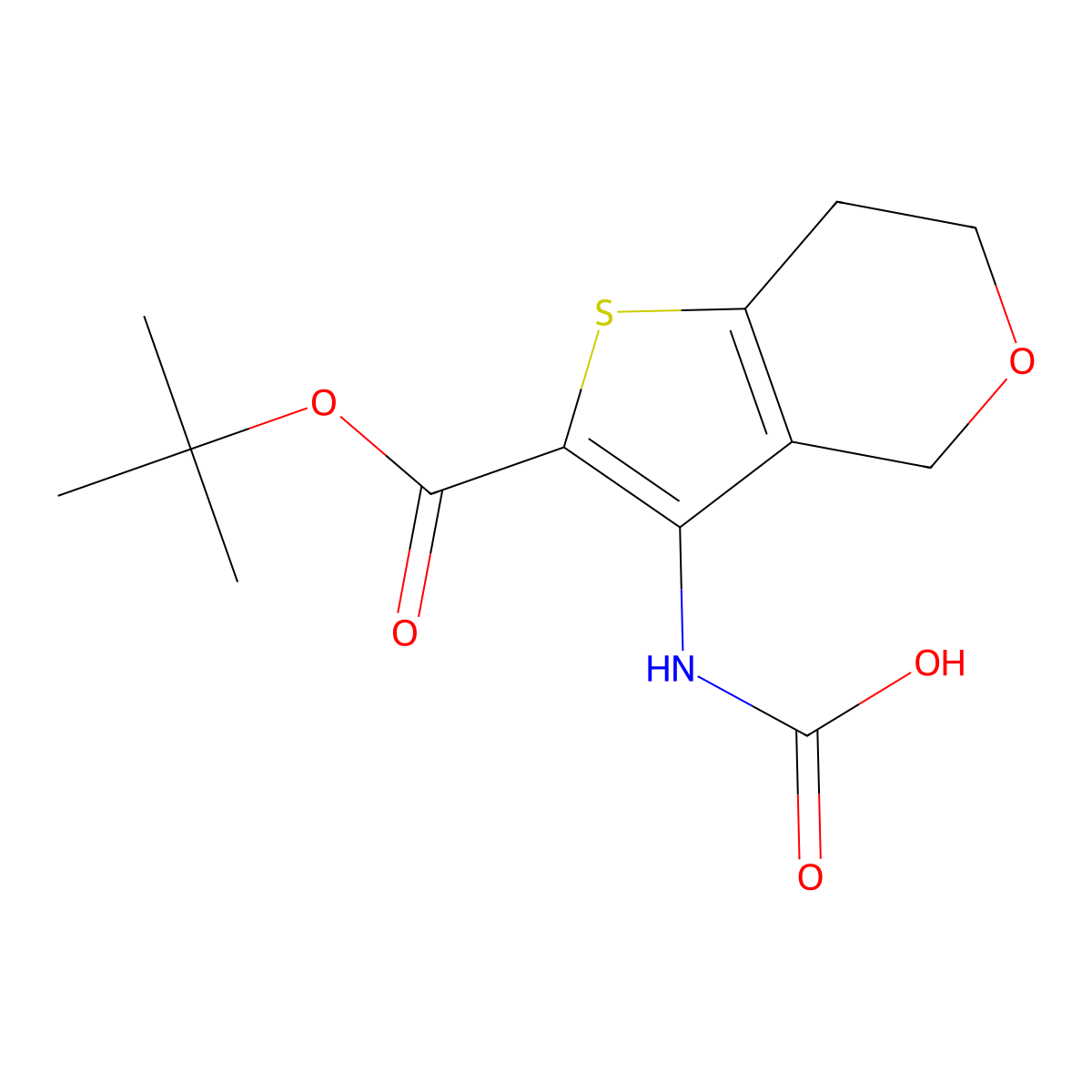 {2-[(tert-butoxy)carbonyl]-4H,6H,7H-thieno[3,2-c]pyran-3-yl}carbamic acid molecular structure, CAS 2680729-31-9