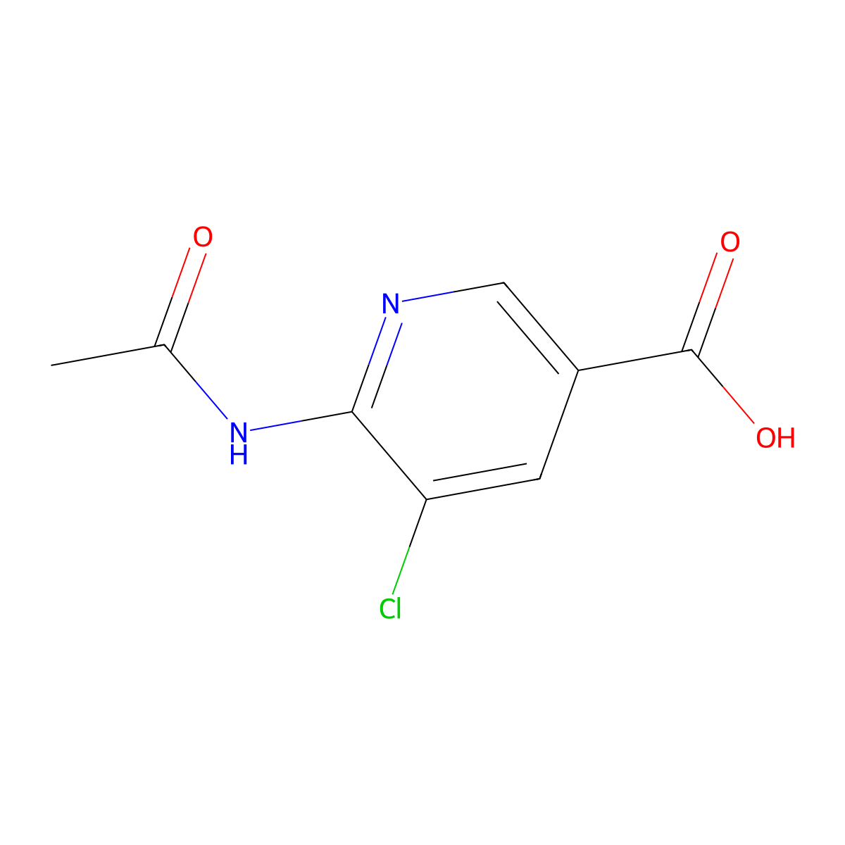 5-Chloro-6-acetamidopyridine-3-carboxylic acid molecular structure, CAS 2680729-34-2