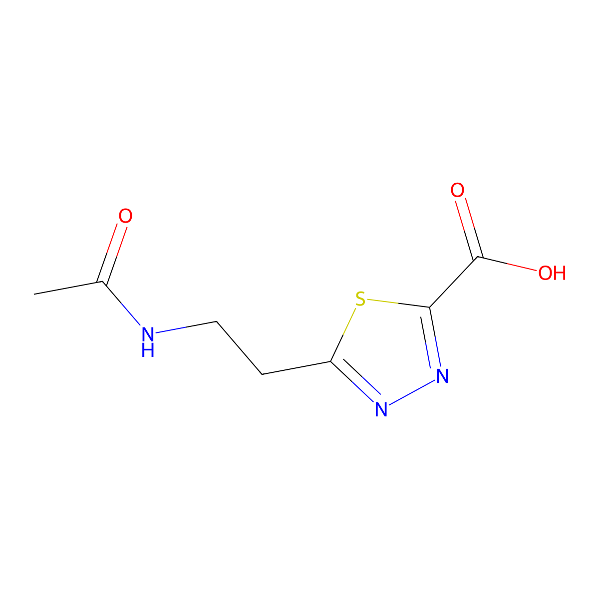 5-(2-Acetamidoethyl)-1,3,4-thiadiazole-2-carboxylic acid molecular structure, CAS 2680729-39-7
