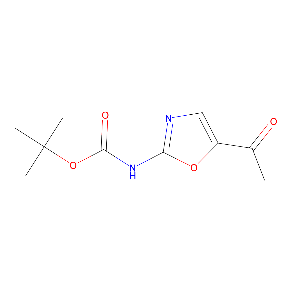 tert-butyl N-(5-acetyl-1,3-oxazol-2-yl)carbamate molecular structure, CAS 2680729-45-5