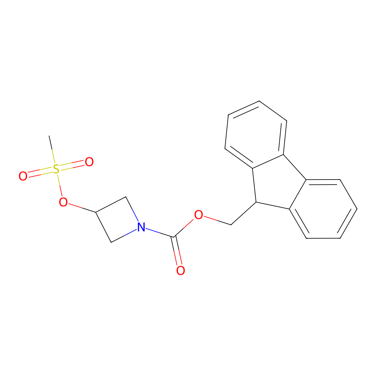 (9H-fluoren-9-yl)methyl 3-(methanesulfonyloxy)azetidine-1-carboxylate molecular structure, CAS 2680729-51-3